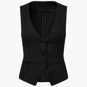 Trendy Black Fitted Pinstripe Vest Size 4 / Small